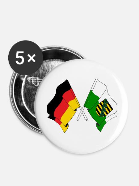 Flagge Deutschland, Sachsen - Buttons klein 25 mm (5er Pack) - Weiß