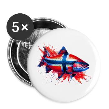 Saumon norvégien - Lot de 5 petits badges (25 mm) - blanc - Devant