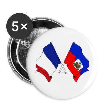 Drapeau de la France, Haïti - Lot de 5 petits badges (25 mm) - blanc - Devant