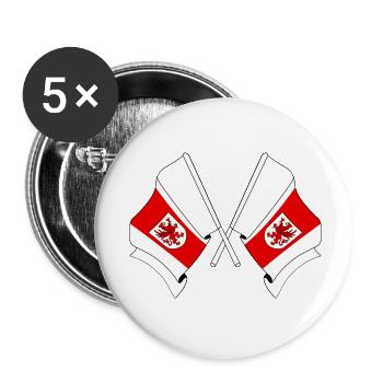 Zwei westpommersche Flaggen - Buttons klein 25 mm (5er Pack) - Weiß - Vorne