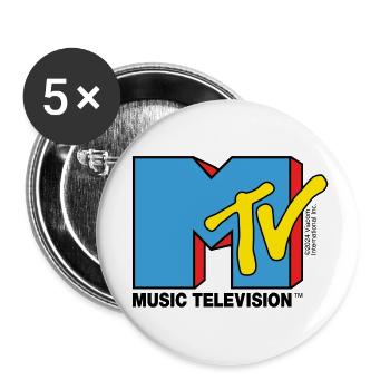 MTV Music Television Logo Iconique - Lot de 5 petits badges (25 mm) - blanc - Devant