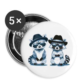 Waschbär - Buttons klein 25 mm (5er Pack) - Weiß - Vorne