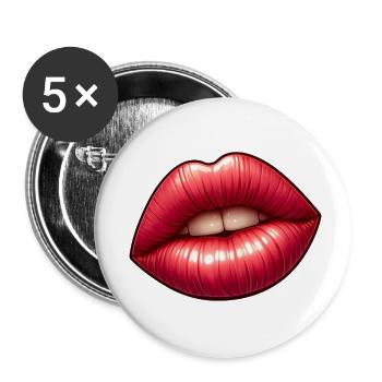 Red Lips - Intense Seduction - Buttons small 1''/25 mm (5-pack) - white - Front
