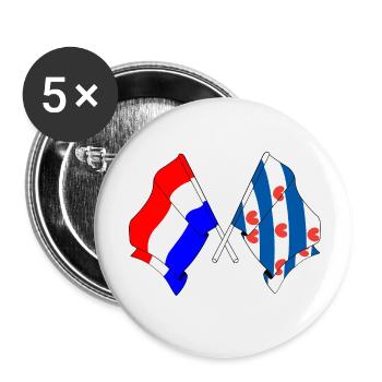 Drapeau des Pays-Bas, Frise croisé - Lot de 5 petits badges (25 mm) - blanc - Devant