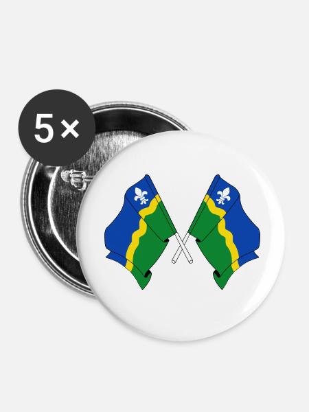 Zwei Flaggen der Provinz Flevoland - Buttons klein 25 mm (5er Pack) - Weiß