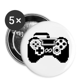 Graphismes pixel de la manette de jeu - Lot de 5 petits badges (25 mm) - blanc - Devant