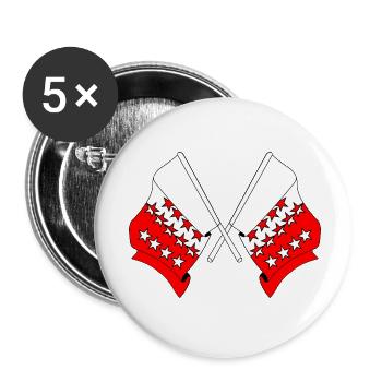 Two flags Valais Switzerland - Buttons small 1''/25 mm (5-pack) - white - Front
