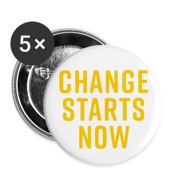 change starts now - Buttons klein 25 mm (5er Pack) - Weiß - Vorne