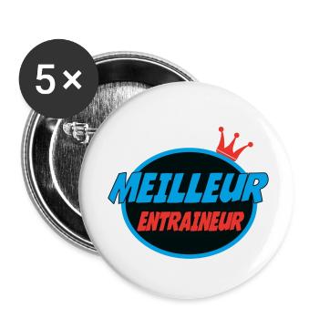 MEILLEUR ENTRAINEUR - Lot de 5 petits badges (25 mm) - blanc - Devant