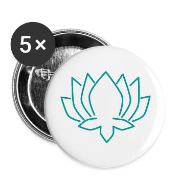 Yoga Lotus Blume türkis - Buttons klein 25 mm (5er Pack) - Weiß - Vorne