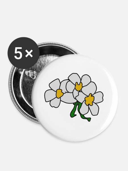 Gänseblümchen abstrakte Skizze - Buttons klein 25 mm (5er Pack) - Weiß