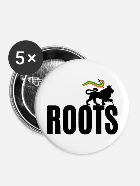 Roots Reggae - Buttons klein 25 mm (5er Pack) - Weiß
