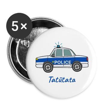 Police Kids Motif Tatütata Boy Girl Hero - Buttons small 1''/25 mm (5-pack) - white - Front