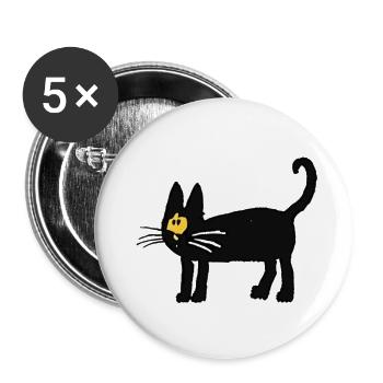 Die schwarze Katze - Buttons klein 25 mm (5er Pack) - Weiß - Vorne