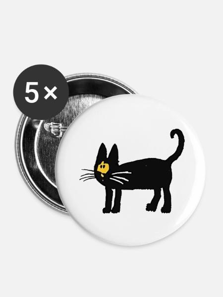 Die schwarze Katze - Buttons klein 25 mm (5er Pack) - Weiß