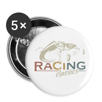 voiture vintage de course rétro Formula Symbol Logo Team - Lot de 5 petits badges (25 mm) - blanc - Devant