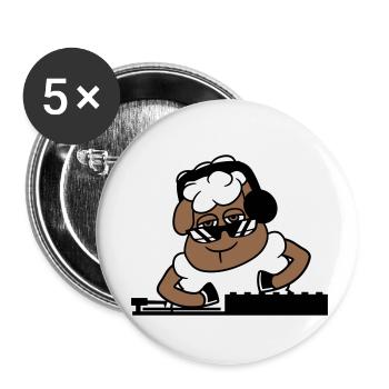 Cool DJ Sheep Sheep Mixer Musique de fête - Lot de 5 petits badges (25 mm) - blanc - Devant