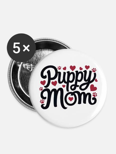 Hündchen - Buttons klein 25 mm (5er Pack) - Weiß
