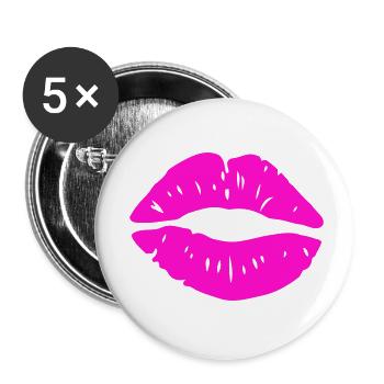 Lèvres Embrasser - Lot de 5 petits badges (25 mm) - blanc - Devant