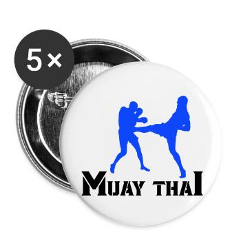 Muay Thaï - Lot de 5 petits badges (25 mm) - blanc - Devant