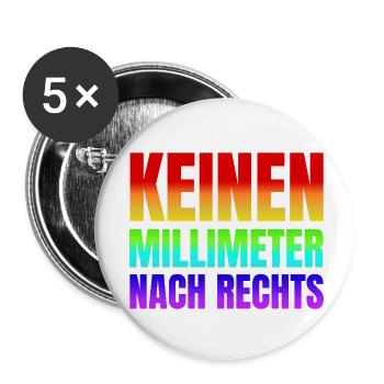 Keinen Millimeter nach Rechts - Buttons klein 25 mm (5er Pack) - Weiß - Vorne