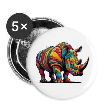 Rhinoceros - Buttons small 1''/25 mm (5-pack) - white - Front