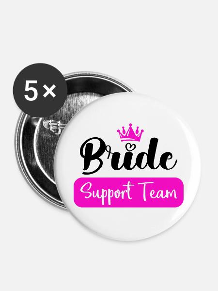 bride support team - Buttons klein 25 mm (5er Pack) - Weiß