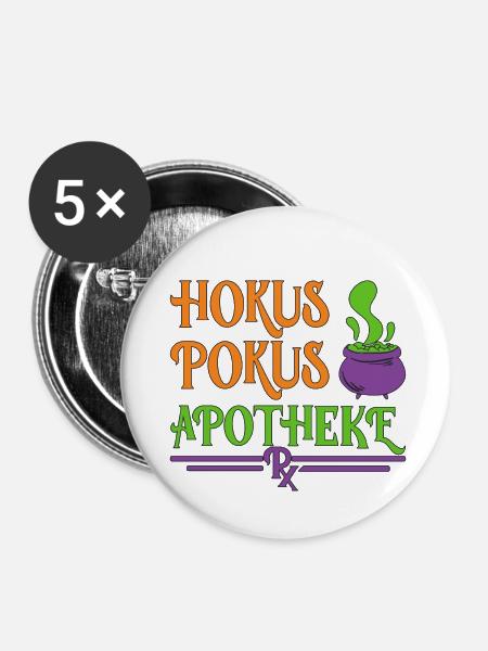 Apotheke Halloween - Buttons klein 25 mm (5er Pack) - Weiß