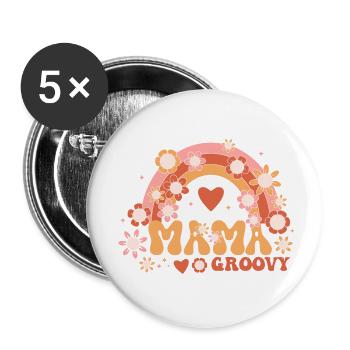 Retro Groovy Mama Familie Geburtstag 60er 70er Jahre Hippie - Buttons klein 25 mm (5er Pack) - Weiß - Vorne
