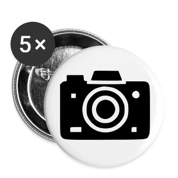 Appareil Photo - Lot de 5 petits badges (25 mm) - blanc - Devant