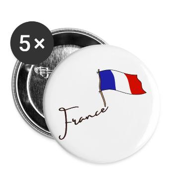 FRANCE drapeau et emblème de la France. Supporter - Lot de 5 petits badges (25 mm) - blanc - Devant