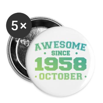 Octobre 1958 - Cadeau Anniversaire Octobre 1958 - Lot de 5 petits badges (25 mm) - blanc - Devant