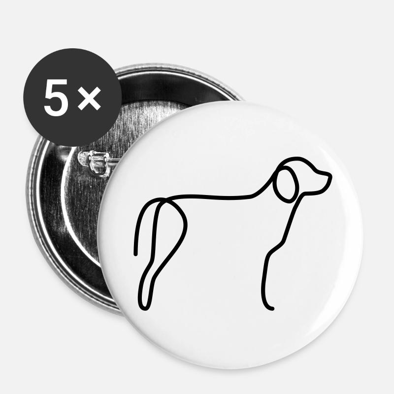 Beagle - Buttons klein 25 mm (5er Pack) - Weiß