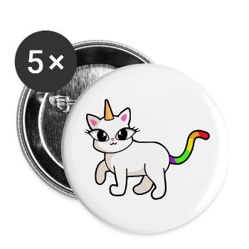 Licorne Licornes Chat Chatons Enfants - Lot de 5 petits badges (25 mm) - blanc - Devant