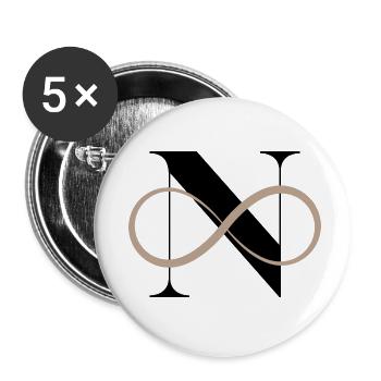Unendlicher Buchstabe n - Buttons klein 25 mm (5er Pack) - Weiß - Vorne