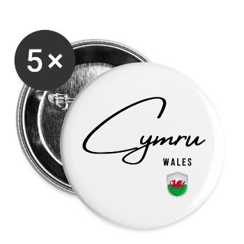 Flagge von Wales, walisischer Stolz - Buttons klein 25 mm (5er Pack) - Weiß - Vorne