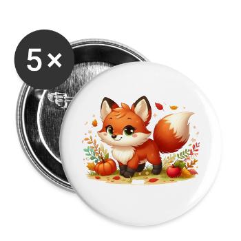Fuchs Herbst 3 - Buttons klein 25 mm (5er Pack) - Weiß - Vorne