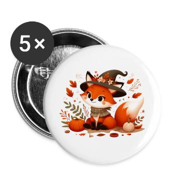 Fuchs Herbst 12 - Buttons klein 25 mm (5er Pack) - Weiß - Vorne