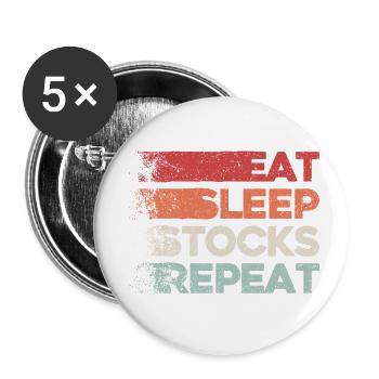 Manger, dormir, stocker, répéter - Lot de 5 petits badges (25 mm) - blanc - Devant