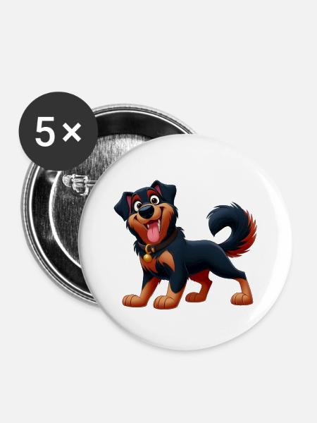 Beauceron 6 - Buttons klein 25 mm (5er Pack) - Weiß