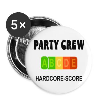 Party Crew - Buttons klein 25 mm (5er Pack) - Weiß - Vorne