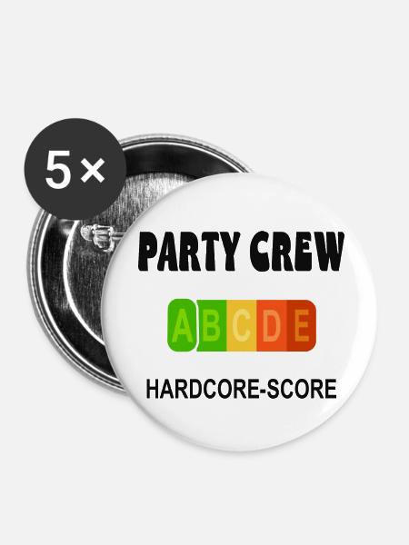 Party Crew - Buttons klein 25 mm (5er Pack) - Weiß