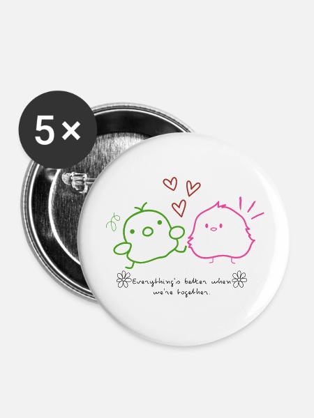 Together - Buttons klein 25 mm (5er Pack) - Weiß