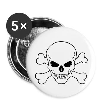 Skull - Buttons klein 25 mm (5er Pack) - Weiß - Vorne