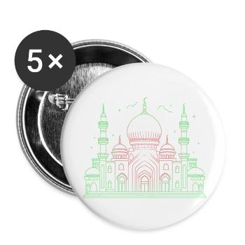 Mosque star crescent stylized green or black - Buttons small 1''/25 mm (5-pack) - white - Front
