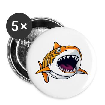 requin de dessin animé ludique - Lot de 5 petits badges (25 mm) - blanc - Devant