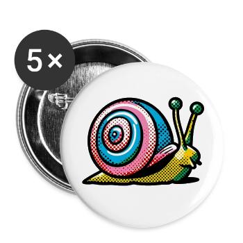 Schnecke - Buttons klein 25 mm (5er Pack) - Weiß - Vorne