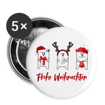 Frohe Weihnachten - Buttons klein 25 mm (5er Pack) - Weiß - Vorne