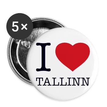 I LOVE TALLINN Estonia - Buttons small 1''/25 mm (5-pack) - white - Front