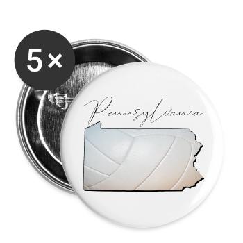 Volleyball in the Pennsylvania State Map PA - Buttons small 1''/25 mm (5-pack) - white - Front